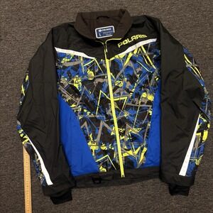 Polaris Snowmobile Jacket Neon Blue Yellow Reflective Trail Riding Men Large
